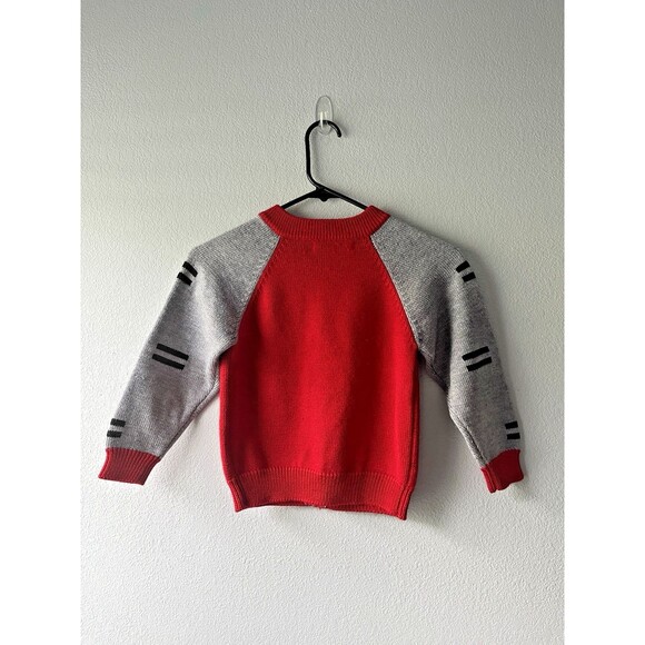 Vintage 90s Red Mickey Mouse Knit Sweater Kids 5-6 Medium Zip Up - Picture 2 of 5